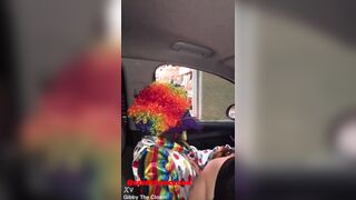 Clown gets dick sucked while ordering food