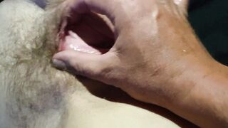 Filthy mature pussy fucked hard, close-up raw
