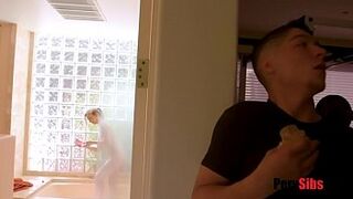 stepBro fucks in the shower after her 19th b'day