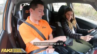 FakeDrivingSchool Backseat Fuck for Eveline Dellai After Breakdown