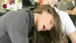 NO SHAME Waitress Interrupts Restaurant Public Blowjob