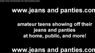 These jeans hug my tiny teen pussy so tightly