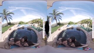 It's a Naughty America Day at the Pool with 3 hot babes!