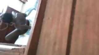 Ebony maid caught on spycam