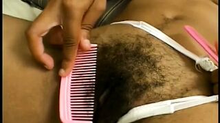 An ebony beauty with luscious tits and ass sucks a guy