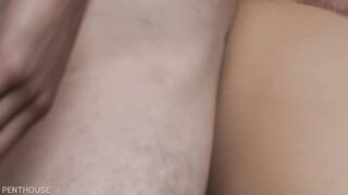 Penthouse Star Sarah Vandella rubs her clit while getting her pussy banged