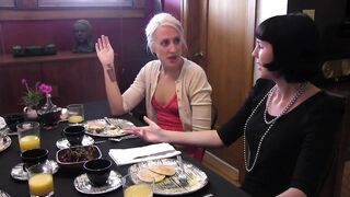 Domina pulls her subjects' labia long and her pussy drips full of lust