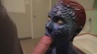 Comic book cosplay blowjob