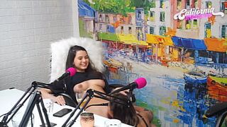 Flavia Oliver performs oral sex on Natasha Steffens during the California Podcast recordings
