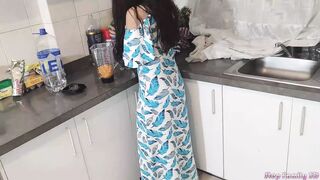 My Beautiful Stepdaughter in Blue Dress Cooking Is My Sex Slave When Her Caregiver Is Not Home