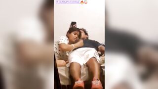 schoolgirl gives deep blowjob in front of the mirror