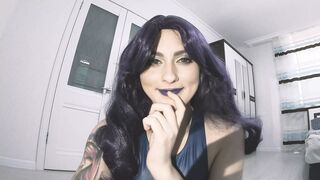 Giantess Psylocke found little man in her room and made him look at her while masturbating - Marvel Cosplay