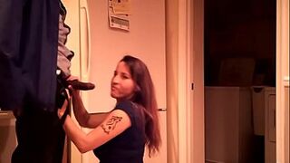 sexy cheating wife dresses sissy in dress while she fucks bbc