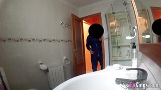Esmeralda masturbates while the electrician is in the next room