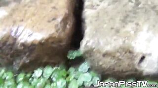 Horny perv records cute jap girls urinating in public