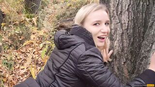 My teen stepsister loves to fuck and swallow cum outdoors. - POV