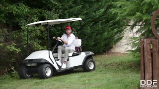 Summer Pixi Shoving Golfers Stick and Balls into Her Pussy
