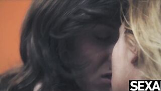 Beautiful lesbians eat each other's wet pussy to intense orgasms