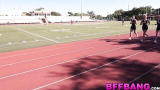 Cute besties from the track team tongue fuck each other