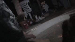 Slut sucks college cock in hot tub orgy