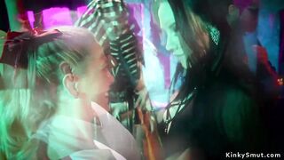 Brunette anal fucks blonde after party