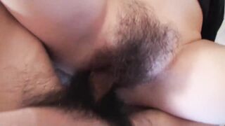 Schoolgirl gets her hairy pussy wet fingered and her little cherries gently pinched between the fingertips