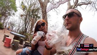 Asian amateur girlfriend sucks and fucks on camera after sight seeing