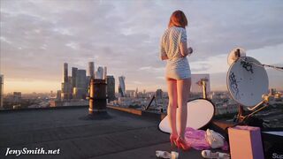 Jeny Smith public nudity on a roof top