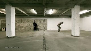 Dominatrix Mistress April - slave exercise in the prisonyard