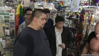 Slut deep throat fucked in candy shop