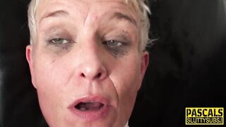Mature face fucked sub