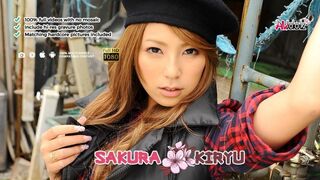 Handsome brunette Sakura Kiryu sucks a big hairy fuck stick
