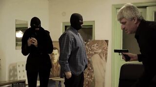 Masked slut whipped