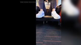 Hot Hotwife in leggings on the train