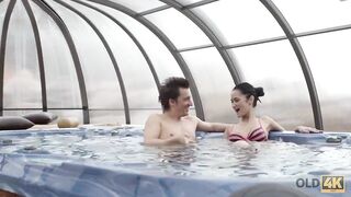 OLD4K. Rich old man spends wonderful time with gorgeous brunette Angie Moon