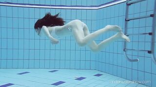 Skinny nudist enjoy nude swimming and being horny