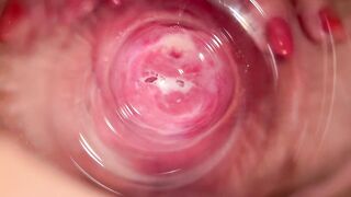 Camera deep inside Mia's vagina