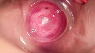 Camera deep inside Mia's vagina