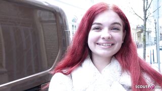 GERMAN SCOUT - Redhead small Teen Miss Olivia at Rough Casting Fuck