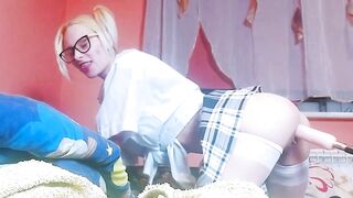 high school student has an orgasm with the sex machine