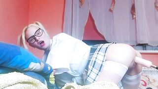 high school student has an orgasm with the sex machine