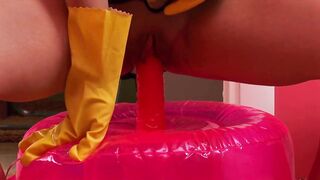Floor washing is nice prelude for dildo games