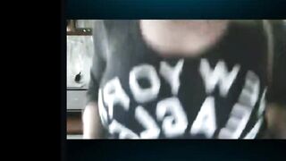 Russian Woman teasing and flashing tits on skype