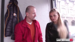 Slender blonde Candy Alexa first time fucking in public