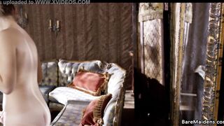 Maid plays with her pussy in her Lady's room