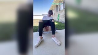 Tattooed skater girl get hard wet orgasm in public