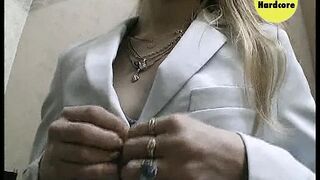 Bitch masturbates in job interview!