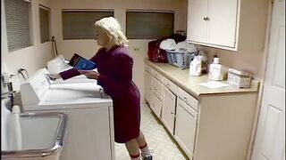 grandmother fingers herself when her stepdaughter comes to visit, she wants to join in and kisses her big nipples and gr