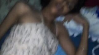 Night ride with skinny girlfriend making her pussy creampie
