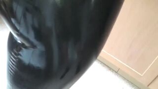 Latex Rubber overall leather milf